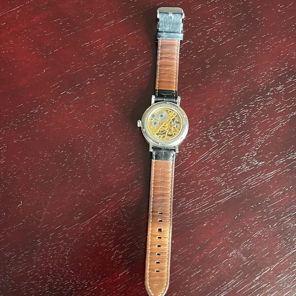 Stuhrling Original Skeleton Watch on Black Leather Band - Picture 4 of 6